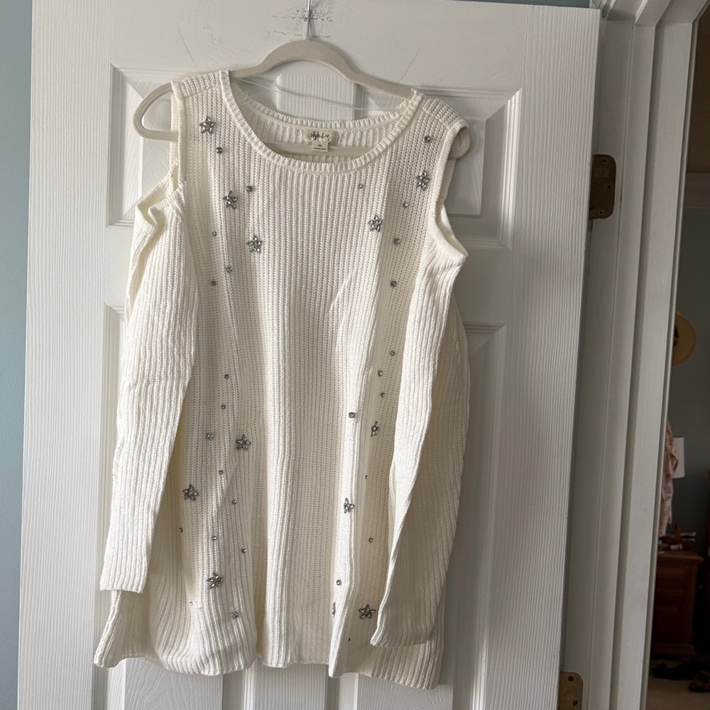 Embellished White Sweater